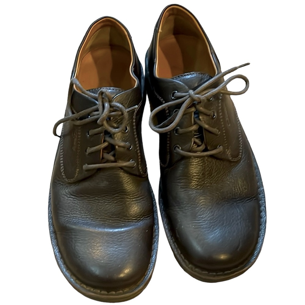 CLARKS PEBBLED LEATHER LACE UP DRESS CASUAL SHOES DARK BROWN SIZE 10W
